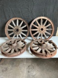 4 vintage wooden wheels