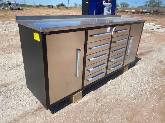 2022 Steelman 7FT Work Bench with 10 Drawers & 2 Cabinets. 87*23*39 inch....Drawers with lock and
