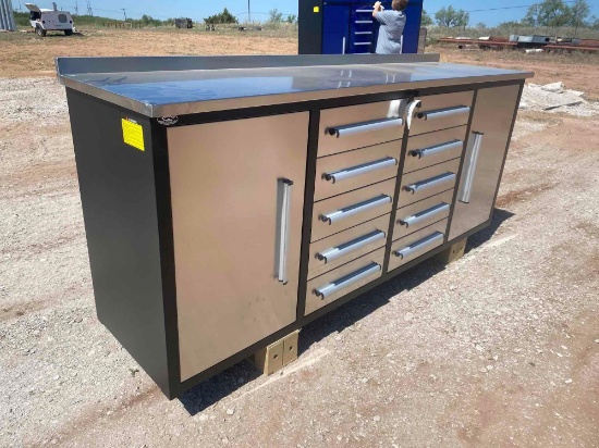 2022 Steelman 7FT Work Bench with 10 Drawers & 2 Cabinets. 87*23*39 inch. Drawers with lock and