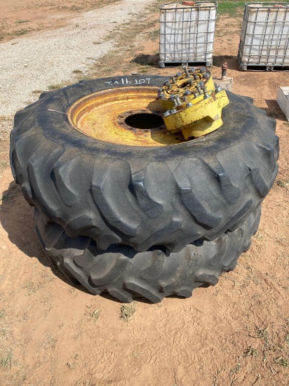 20.8 - 38 Tires & Rims for Dual Tractor has hubs... quantity: 2