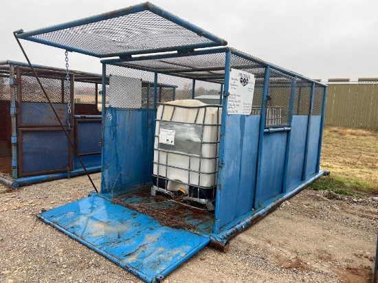 Trash Skid with Fold Down Ramp with 3 totes