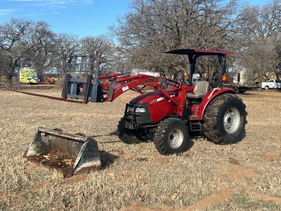 Case Diesel Tractor 55 horse power front end loader with forks and bucket TRACTOR RUNS AND OPERATES