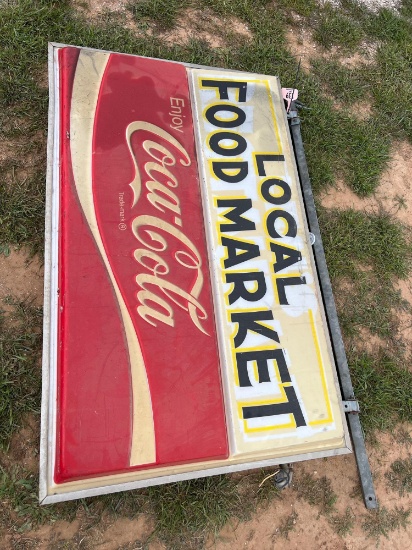 COCA COLA SIGN WITH HANGER PLASTI-LINE INC 110 VOLTS 62" WIDE 3 FT TALL