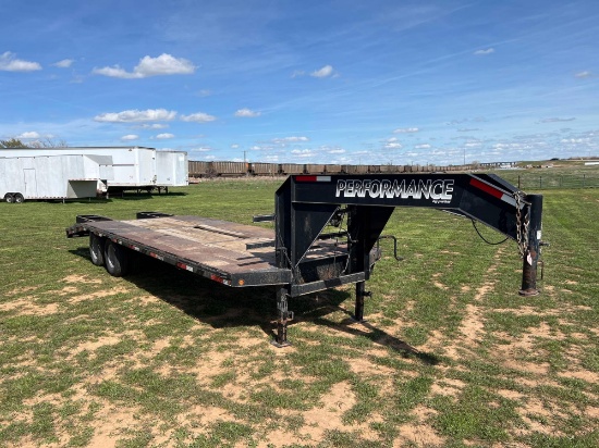 PERFORMANCE 20+5 DOVE TAIL TRAILER 102" WIDE TANDEM DUAL READY TO USE LIGHTS AND BRAKES WORK VIN