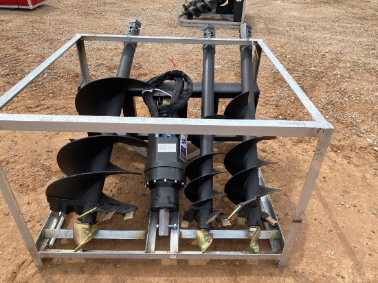 UNUSED 2022 GREATBEAR SKID STEER AUGER THREE BITS DIGGING HOLE DIAMETER 200-450MM OPERATING FLOW