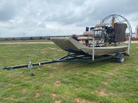 12' AIR BOAT NEEDS A MOTOR BILL OF SALE ONLY FOR BOAT AND TRAILER GM V6 OR V8 MOTOR MOUNT