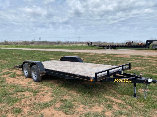 2017 PROWLER FLATBED TRAILER 16 FT LONG 2 FT DOVE TAIL 77" WIDE 5 LUG AXLES 15 WITH PULL OUT RAMPS