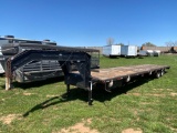 40 FT FLAT BED TRAILER DUAL TANDEM W/ 1OK AXLES, NEW BRAKES, NEW TIRES SELLS WITH BILL OF SALE