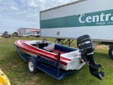 18 FT BOAT, TRAILER AND MOTOR - SELLS WITH BILL OF SALE 110 HD MERCURY MOTOR