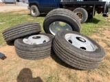 4 TIRES AND RIMS... NEW TIRES 245/70R 19.5 10 HOLE RIMS GOOD YEAR