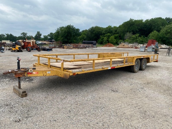 2009 23'X6'6" FLATBED TRAILER 5 LUG WHEELS SELLS WITH TITLE, BULLDOG, JACK & HITCH HEAVY METAL