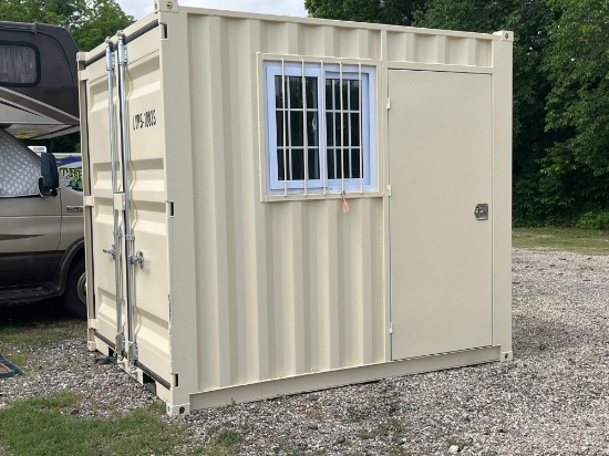 7' X 9' PORTABLE STORAGE CONTAINER WITH SIDE DOOR & WINDOW UNUSED