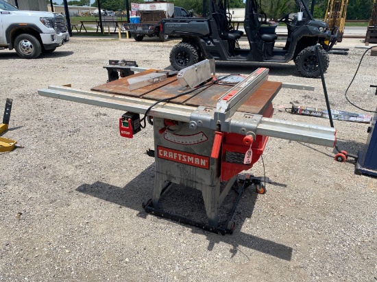 CRAFTSMAN TABLE SAW WITH EASY MOVE ROLLER BAC IN GOOD WORKING CONDITION...
