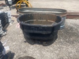 (2) WATER TROUGHS ONE GALVANIZED WATER TROUGH, 5.6'L X 2'W X 2'D ONE RUBBERMAID PLASTIC WATER