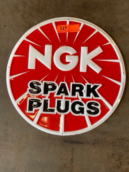 RED NGK SPARK PLUGS METAL SIGN