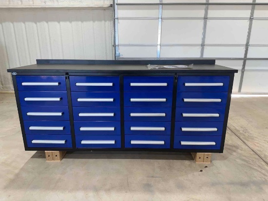 CHERRY INDUSTRIAL STEELMAN WORKBENCH+TOOL CHEST 7FT 20 DRAWERS STAINLESS STEEL WORKBENCH FEATURES: