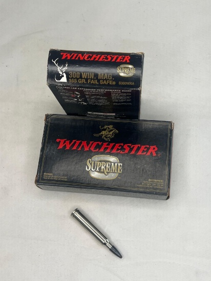 Make: Winchester Ammunition Caliber: 300 WIN MAG 2 BOXES 1 BOX 165 GRAIN 1 BOX 180 GRAIN 20