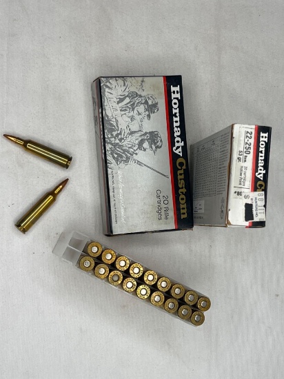 Make: Hornady Ammunition Caliber: 22-250 2 BOXES 53 GRAIN HOLLOW POINT 20 CARTRIDGES