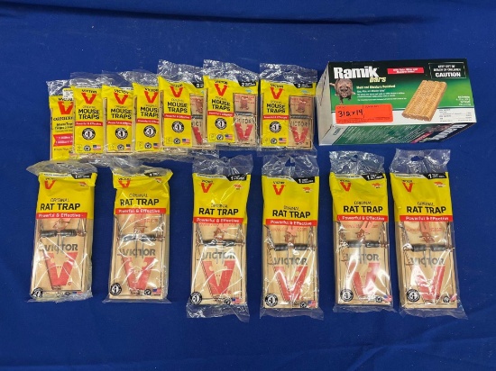RAT TRAPS AND BOX OF RAT BAIT