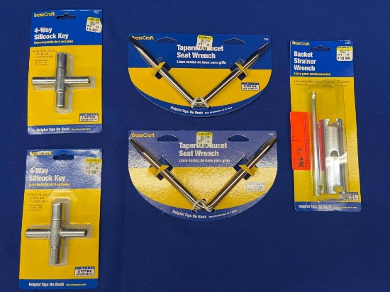4 WAY SILLCOCK KEYS, TAPERED FAUCET SEAT WRENCH, BASKET STRAINER WRENCH