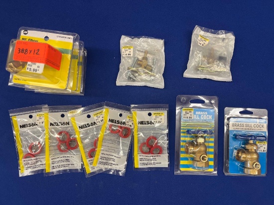 ELBOW BRASS, BRASS SILLCOCKS, METAL FILTER AND HOSE WASHER, CLAMPS