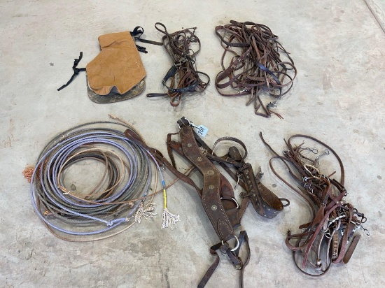 MISCELLANEOUS TACK. BRIDLES,BITS,REINS,TIEDOWNS,ETC