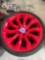 RED RIMS WITH NEW TIRES
