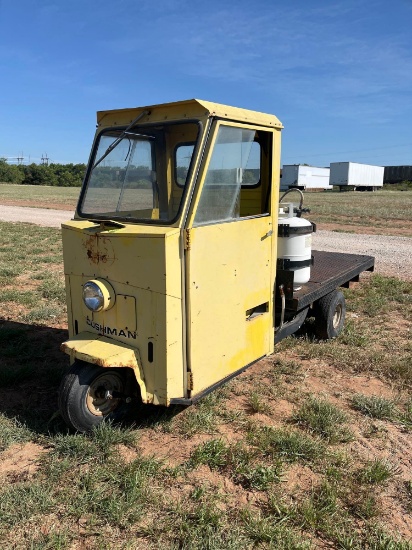 79 CUSHMAN PROPANE DON'T KNOW IF IT RUNS FLATBED AND GOOD TIRES NEEDS BATTERY