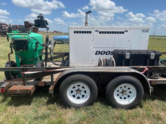 ** TRAILER IS NOT INCLUDED. DOOSAN XP185 SANDBLASTR 2008 / 3778 HOURS / POT 2014 SAND POT DB500 60