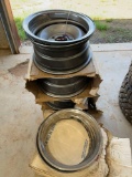 15X8 5 LUG STEEL RIMS WITH BEAUTY RINGS
