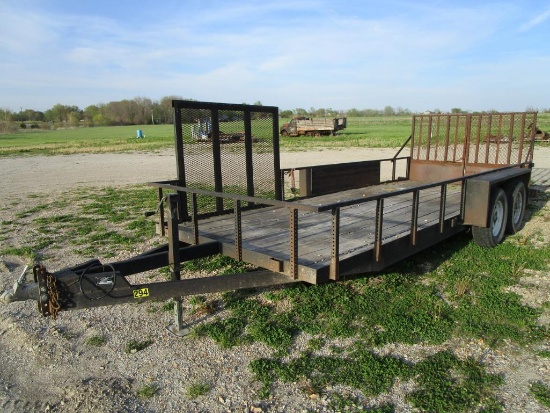 1997 Tandem Axle Trailer 81"x18' Side Ramp, Rear Split Tailgate, 2- 3,500 Axles