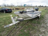Lund 170 17' Aluminum Bass Boat, 50 hp Evinrude & New Minn Kota Edge Trolling Motor & Trailer