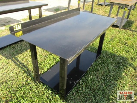 29"x 60" Steel Workbench With Lower Shelf Formed Front And Back Stop Weighs #214