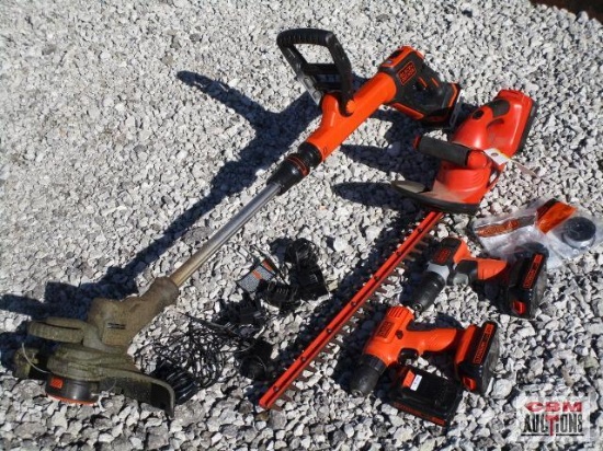 Black Decker Cordless Trimmer, Hedge Trimmer, 2 Drills Batteries and Charger Works