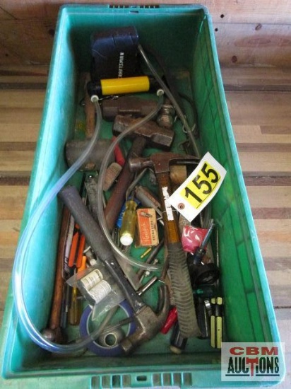 Assorted Hand Tools, Hammer, Screwdrivers, Drill Bits - Tote NOT Included