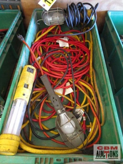 Assorted Electric Cords, Lights - Tote NOT Included