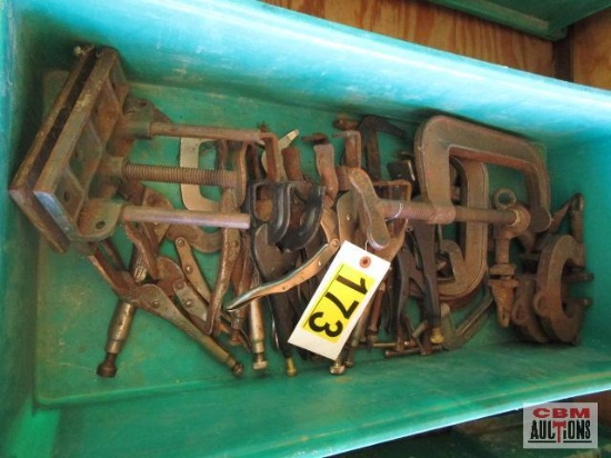Assorted Vise Clamps, C Clamps - Tote NOT Included