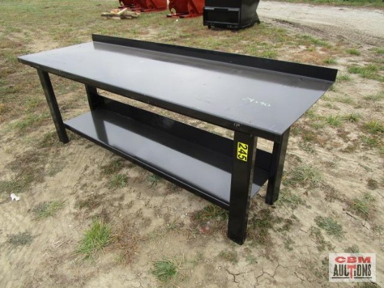 29"x 90" Steel Workbench With Lower Shelf Formed Front And Back Stop Weighs #340