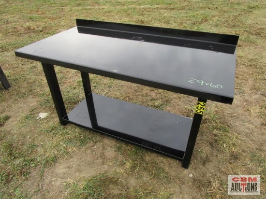 29"x 60" Steel Workbench With Lower Shelf Formed Front And Back Stop Weighs #214