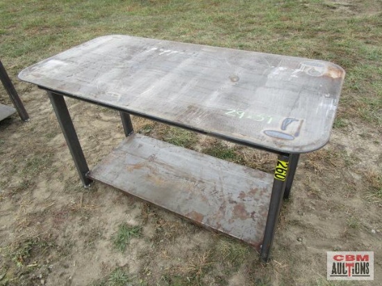 30" x 57" x 5/16" Steel Welding Bench With Lower Shelf Weighs #250