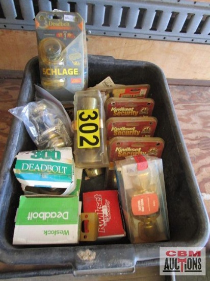 Assorted Door Knobs And Dead Bolts - Tote NOT Included