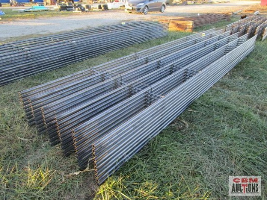 10- New Continuous Pipe Corral Panels 1 1/4" Pipe 14 ga, 4 Round Welded Uprights, 60 Internal