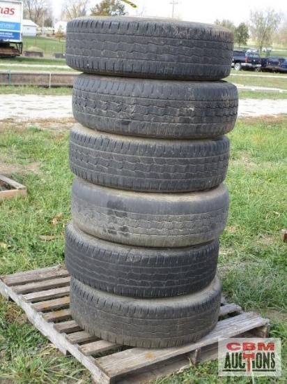 6- LT245-75R 17 Tires With 8 Bolt Steel Dually Wheels