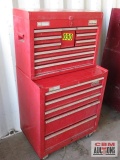 Red Rolling Shop Tool Box Lower And Upper Chest With Contents No Keys