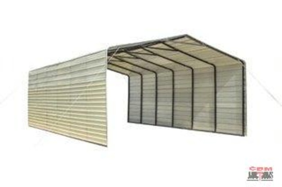 Unused TMG-CP2030F 20' x 30' All-Steel Carport with fully enclosed 10-ft high sidewalls