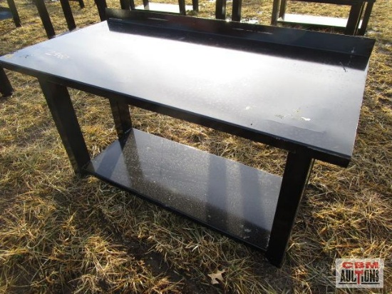 29"x 60" Steel Workbench With Lower Shelf, Formed 8 Ga Top With Front And Back Stop Weighs #214