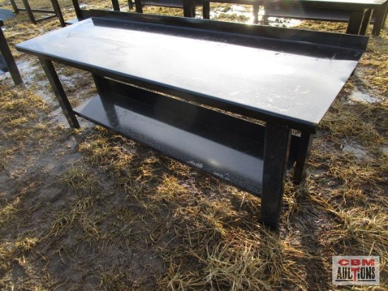 29"x 90" Steel Workbench With Lower Shelf Formed 8 Ga Top With Front And Back Stop Weighs #340