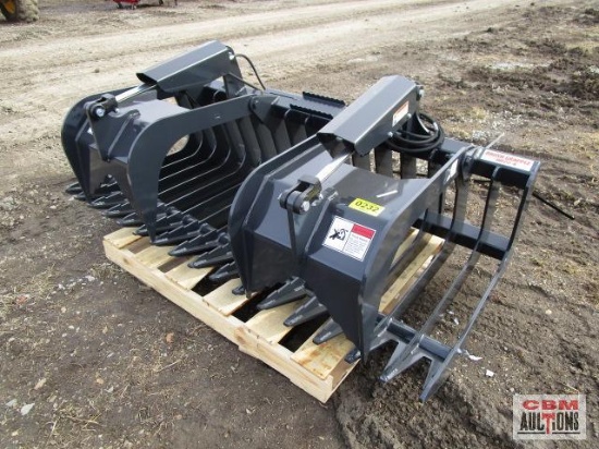 Stout Skid Steer Brush Grapple HD72-4 High Strength Steel 3/8" 72" x 38" x 30" 3045 PSI lines NPT