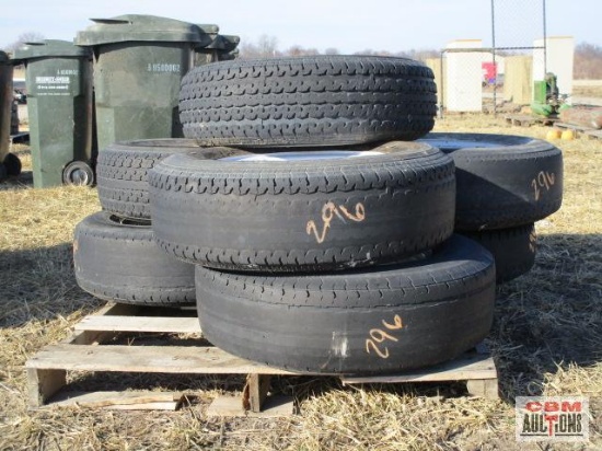 7 - Assorted 6 Bolt Trailer Tires & Wheels