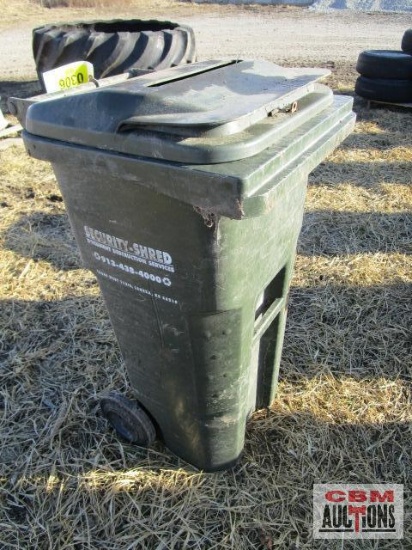 Green Plastic Trash Can On Wheels With Lid